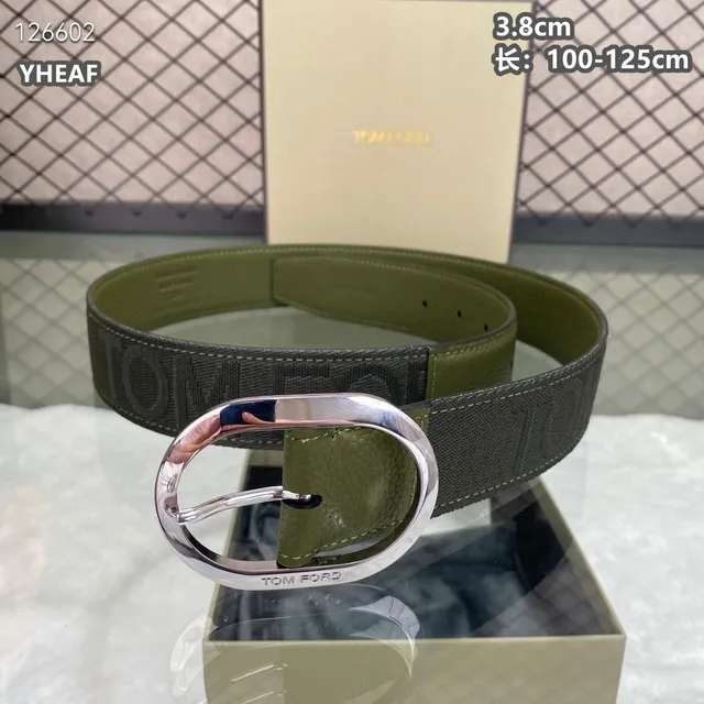 Tom Ford Logo Tape Belt sangle noire tressée cuir grainé soutien bande de toile 4
