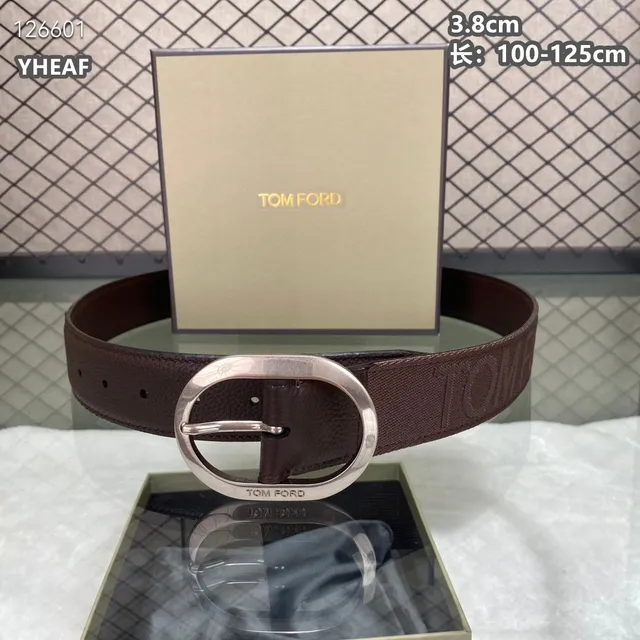 Tom Ford Logo Tape Belt sangle noire tressée cuir grainé soutien bande de toile 12