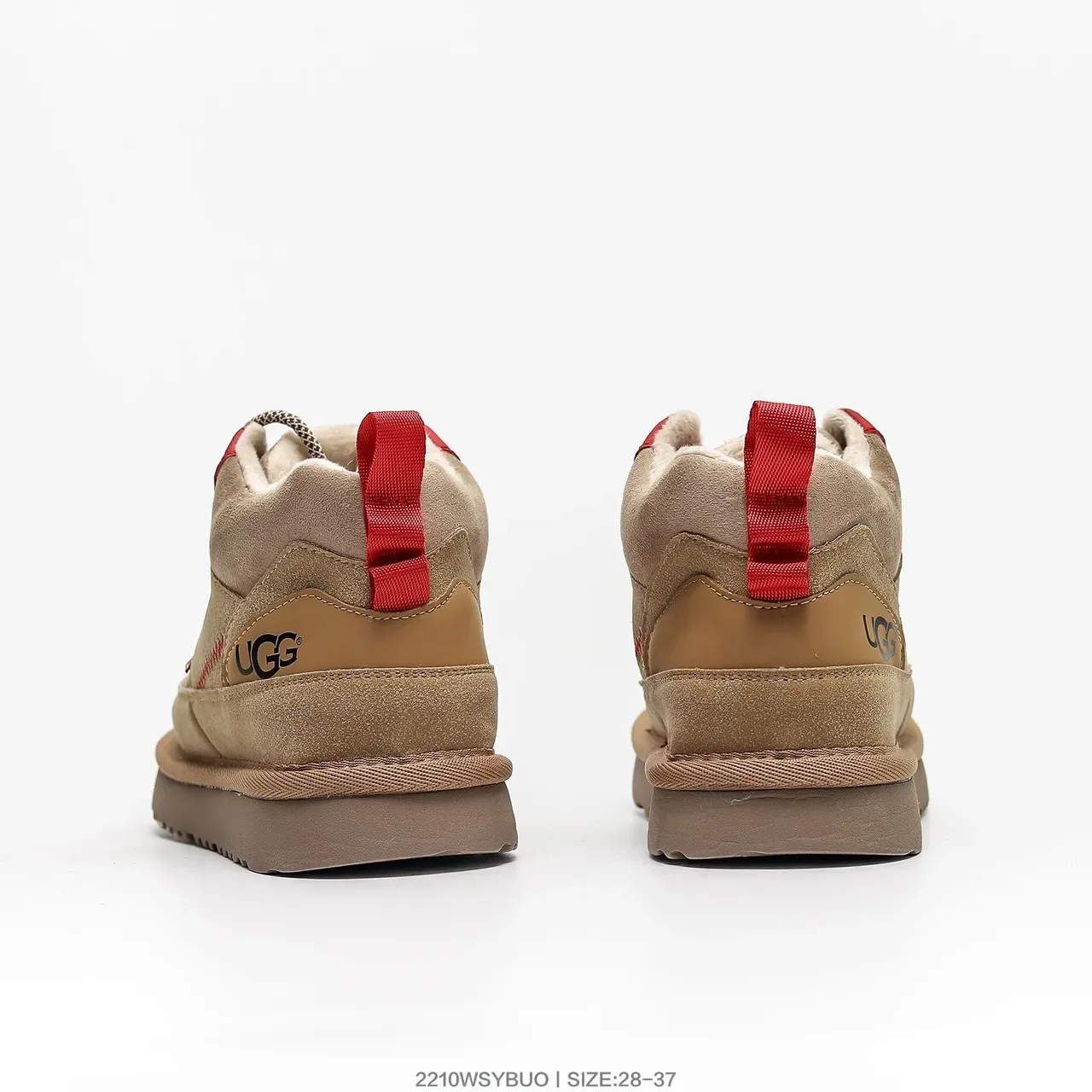 UGG Zapatillas Lifestyle Beige Rojo de Alto con Cordones 19