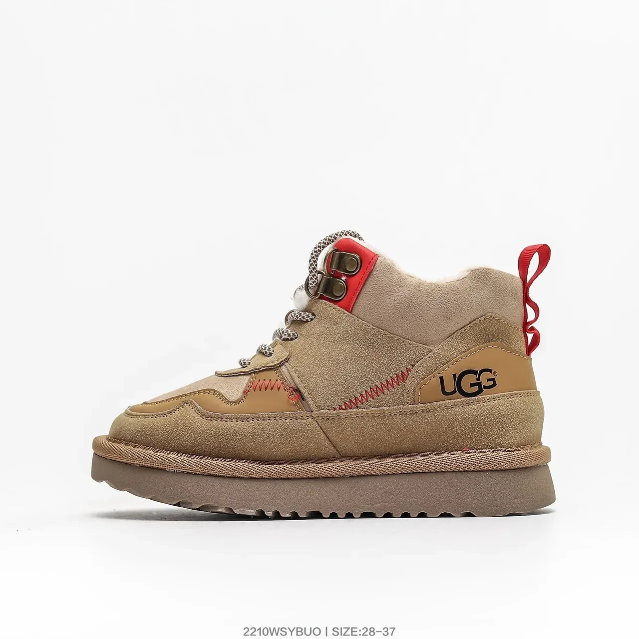 UGG Zapatillas Lifestyle Beige Rojo de Alto con Cordones 20