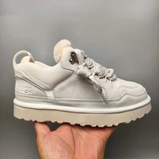 UGG Beige White Platform Sole Shearling-Lined Collar Lifestyle Sneakers 2