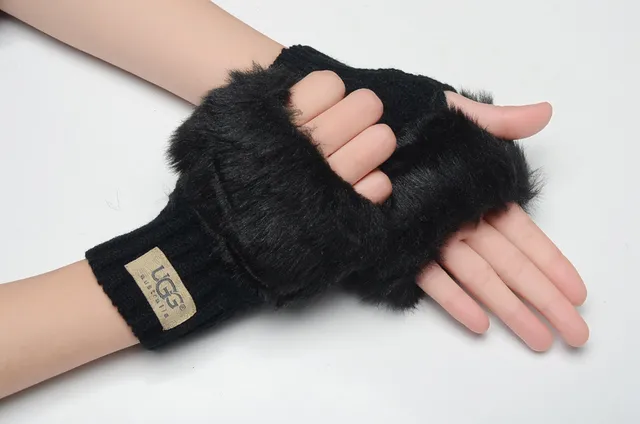UGG Luvas Marrom Bege com Punho de Shearling Rematado 4