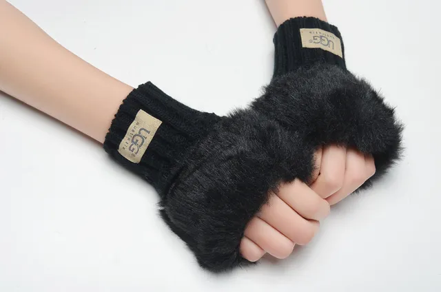 UGG Luvas Marrom Bege com Punho de Shearling Rematado 5