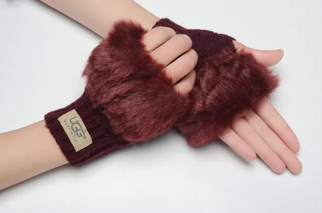 UGG Luvas Marrom Bege com Punho de Shearling Rematado 7