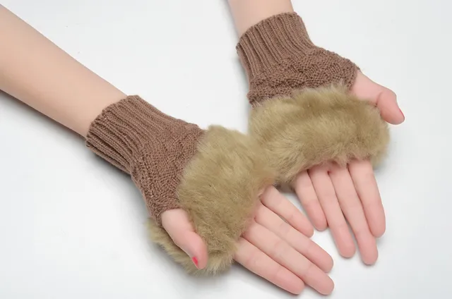 UGG Luvas Marrom Bege com Punho de Shearling Rematado 13