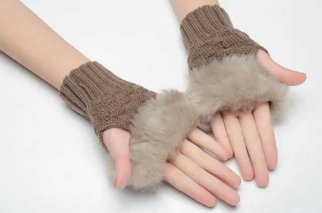 UGG Luvas Marrom Bege com Punho de Shearling Rematado 21