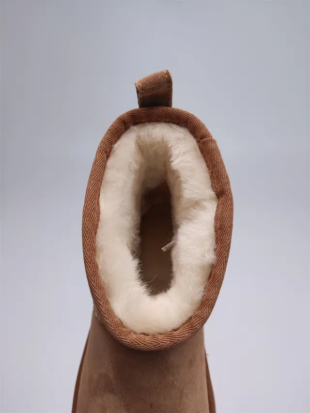 UGG Brown Beige Suede Upper Shearling-Lined Snow Boots 6