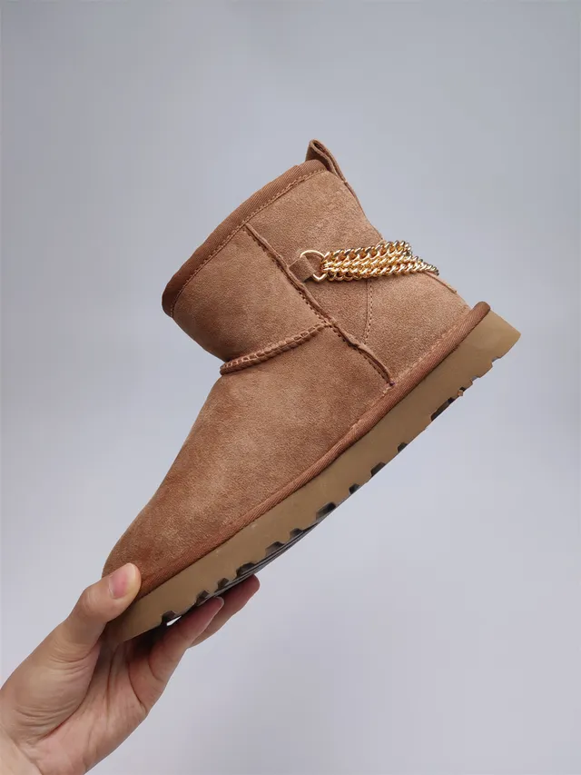 UGG Brown Beige Suede Upper Shearling-Lined Snow Boots 9