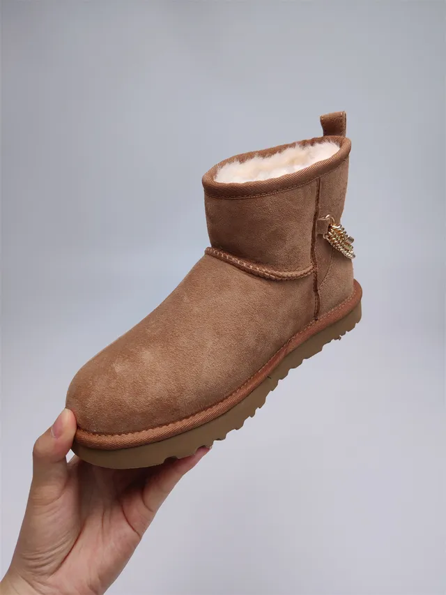 UGG Brown Beige Suede Upper Shearling-Lined Snow Boots 12