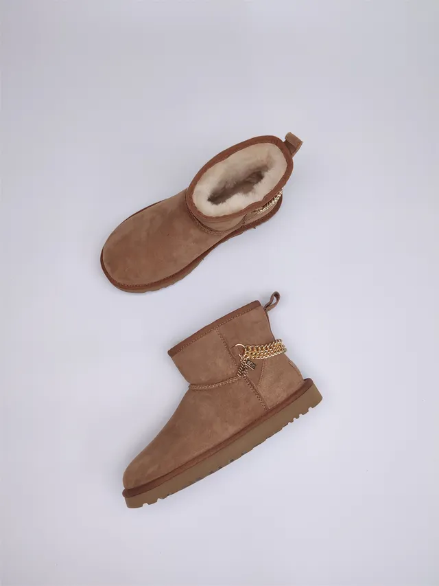 UGG Brown Beige Suede Upper Shearling-Lined Snow Boots 13