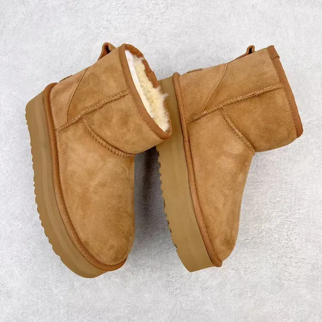 UGG भूरी प्लेटफॉर्म सोल सूड ऊपरी स्नो बूट्स 3
