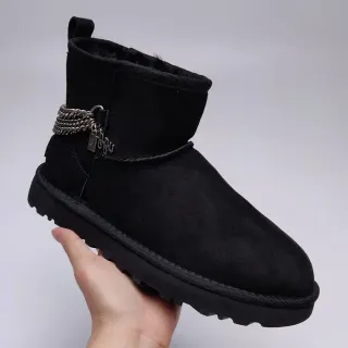 UGG Classic Mini काला सुड शियरलिंग लाइनड स्नो बूट