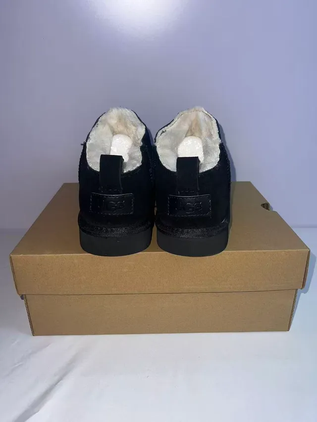 UGG Classic Mini Black Suede Shearling-Lined Snow Boots 4