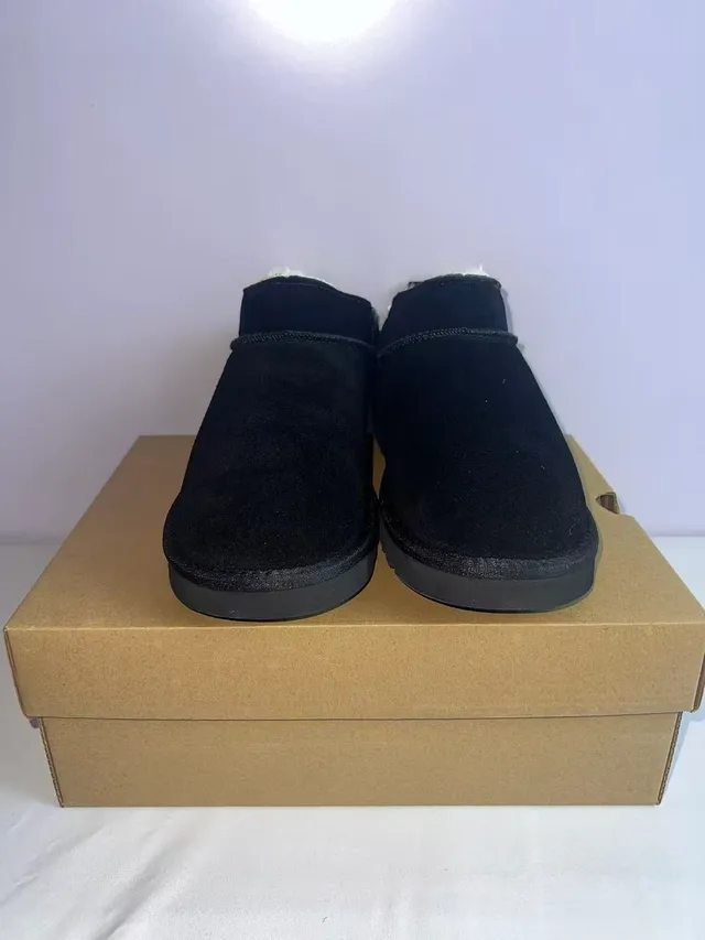 UGG Classic Mini Black Suede Shearling-Lined Snow Boots 5