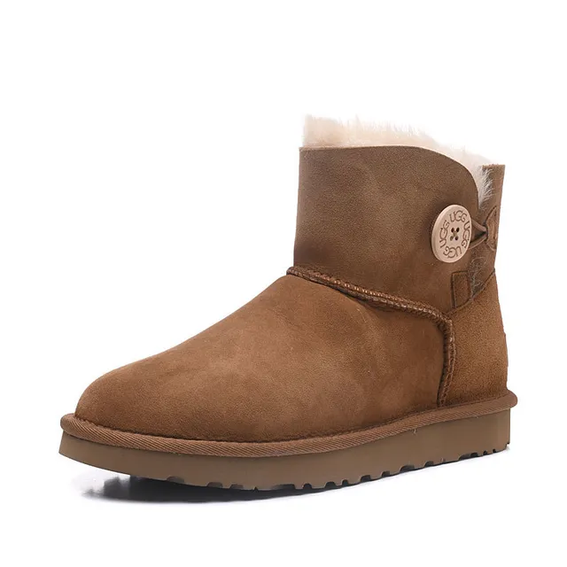 UGG Classic Mini चेस्टनट सूड शियरलिंग लाइन एंक्ल बूट्स 5