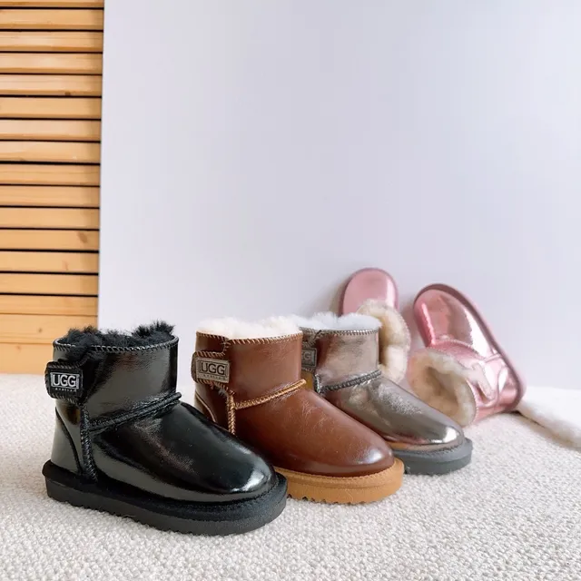 UGG Classic Mini Glossy Black Snow Boots 6