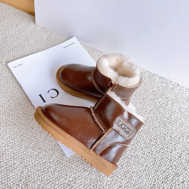 UGG Classic Mini Glossy Black Snow Boots 21
