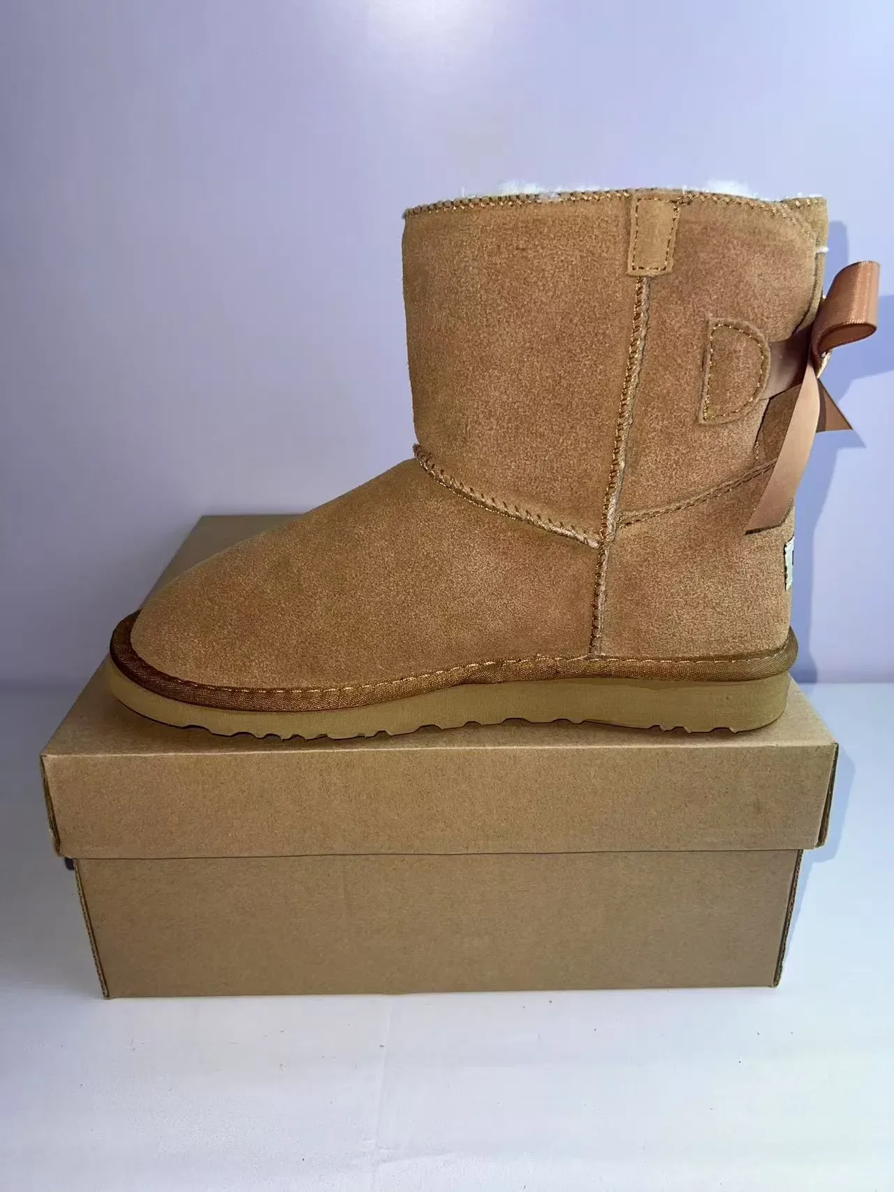 UGG Tasman Beige Brown Suede Upper Shearling-Lined Ankle Boots 3