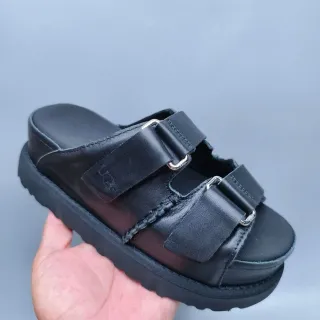 UGG Tasman Black Double-Strap Platform Slippers