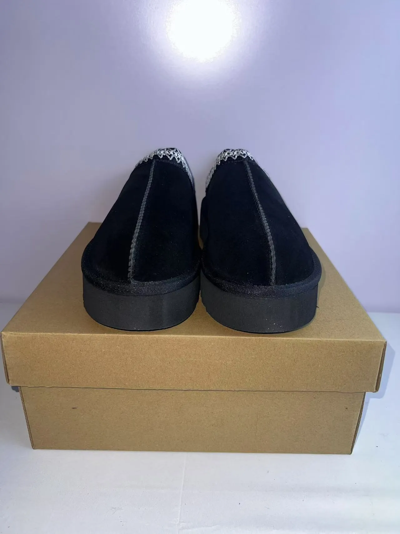 UGG Tasman Black Silver Platform Sole Woven Trim Collar Casual Shoes 4