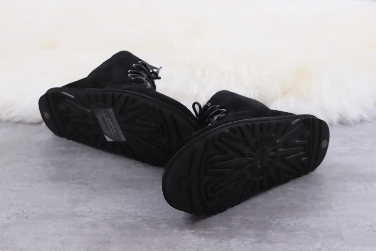 UGG تاسمان أحذية ثلج أسود جلد مخملي مبطن 3