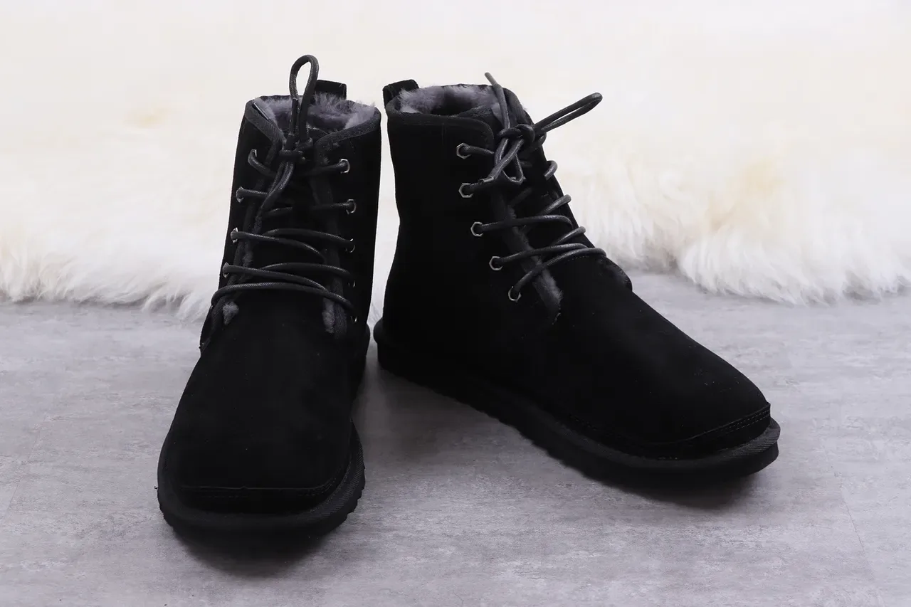UGG تاسمان أحذية ثلج أسود جلد مخملي مبطن 5