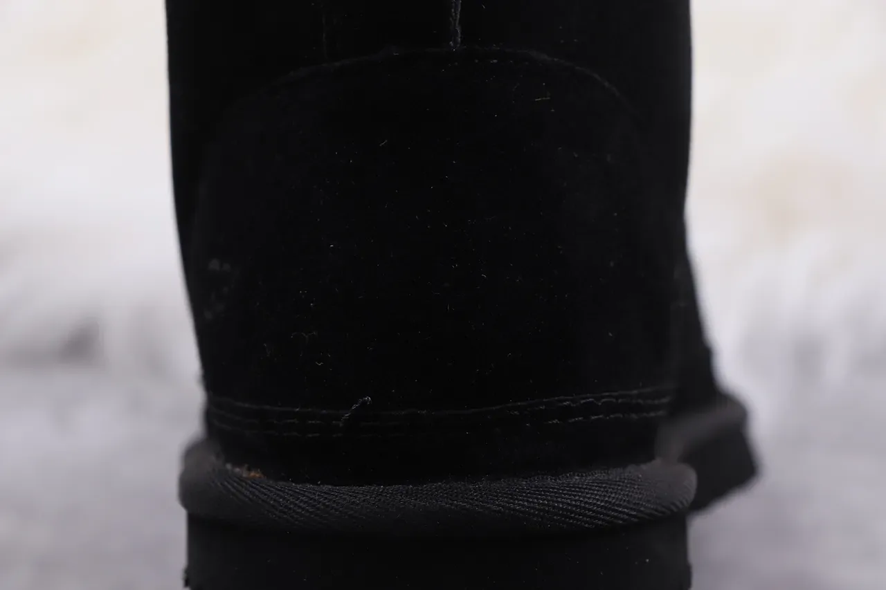 UGG تاسمان أحذية ثلج أسود جلد مخملي مبطن 6
