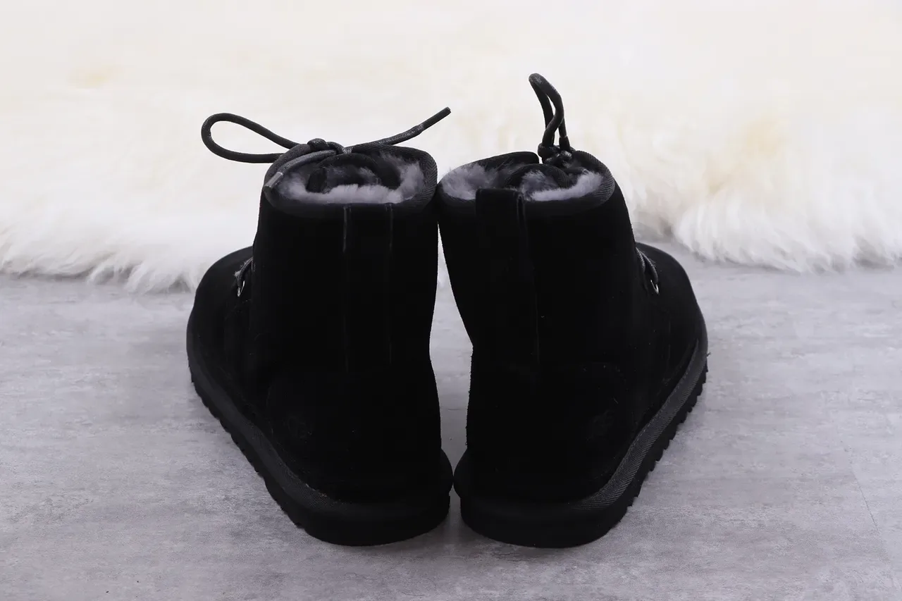 UGG تاسمان أحذية ثلج أسود جلد مخملي مبطن 7