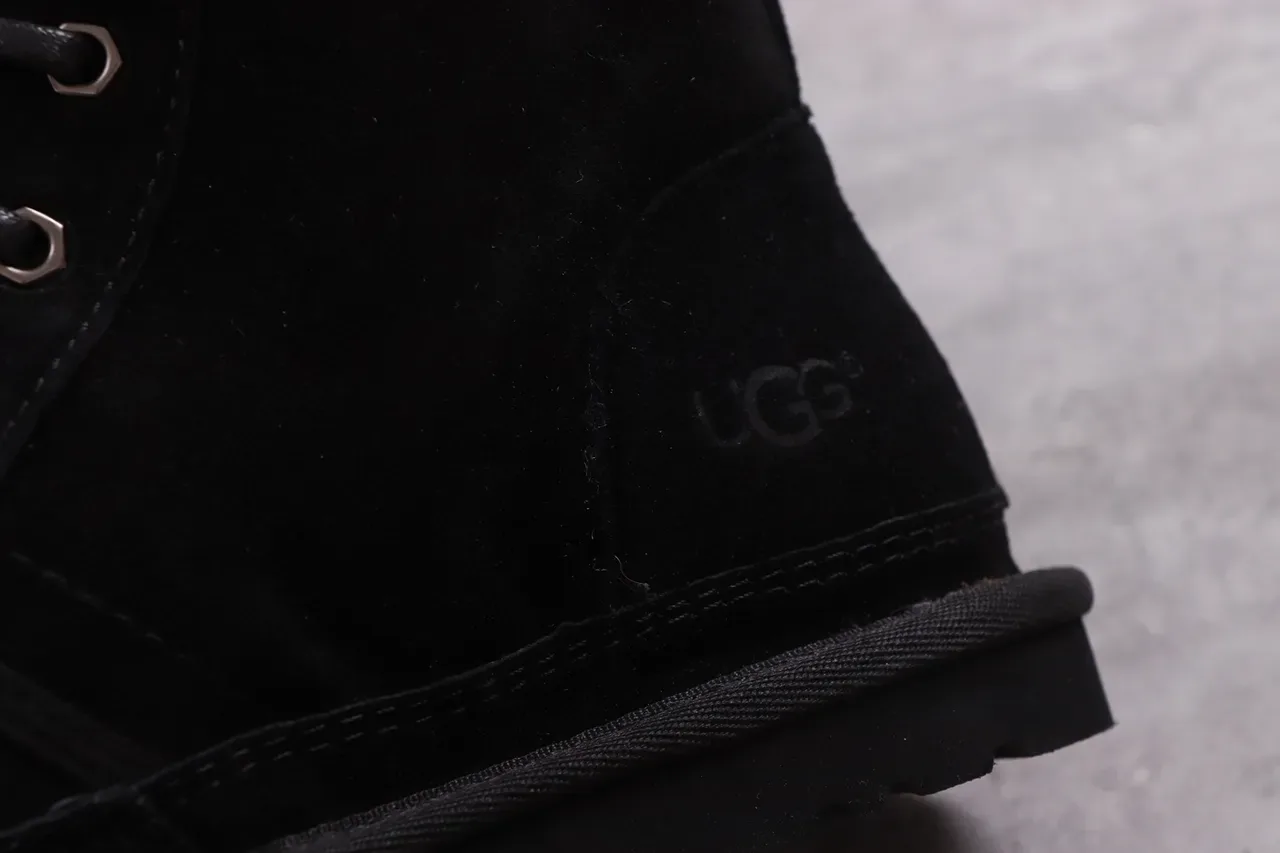 UGG تاسمان أحذية ثلج أسود جلد مخملي مبطن 8