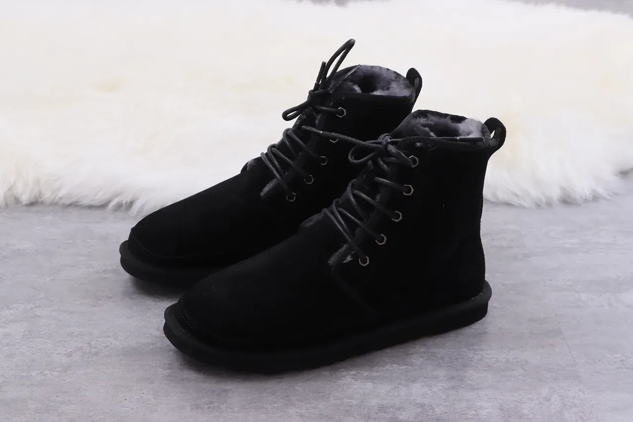 UGG تاسمان أحذية ثلج أسود جلد مخملي مبطن 9