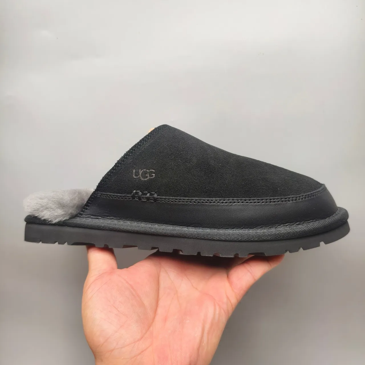 UGG Tasman Black Suede Shearling-Lined Slipper 2