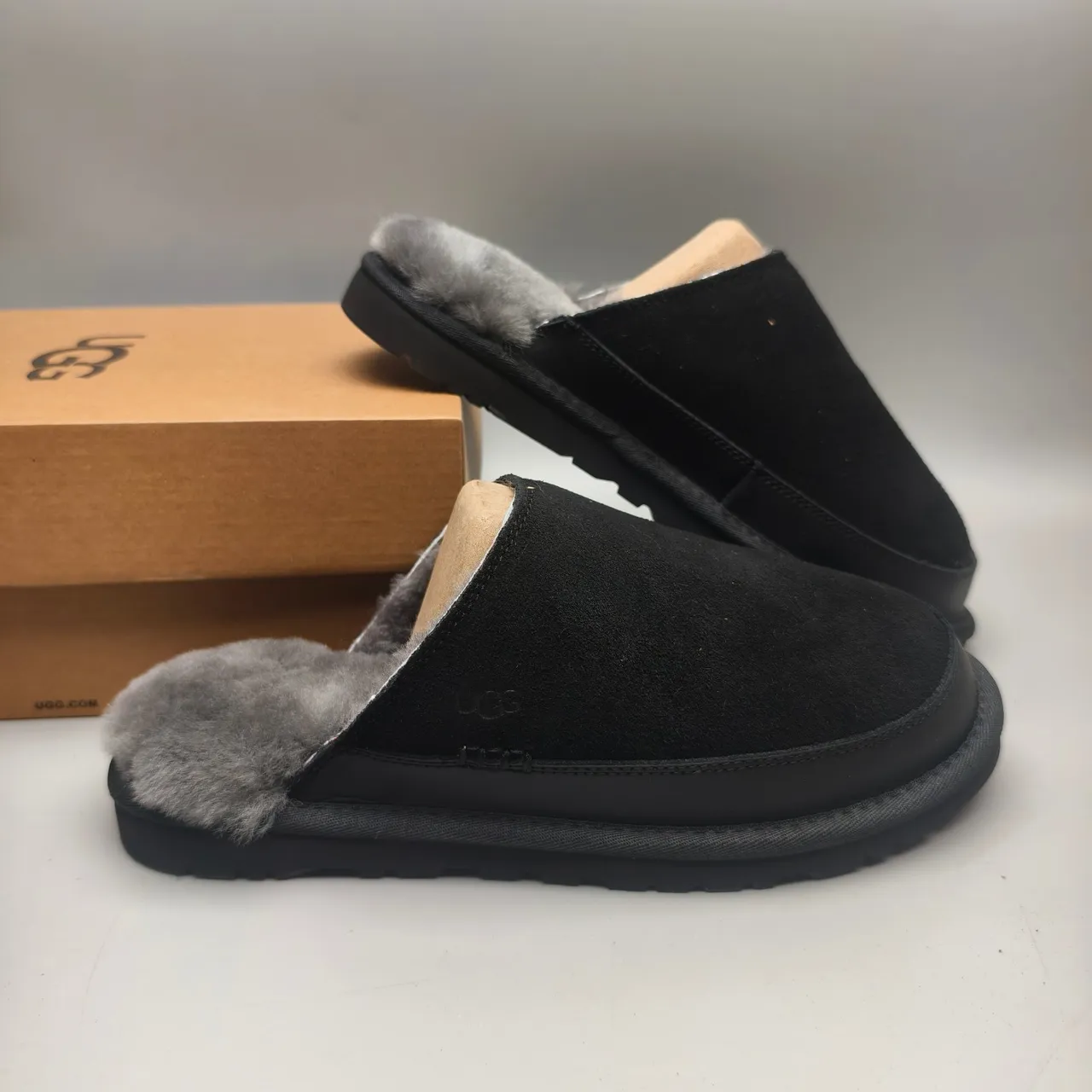 UGG Tasman Black Suede Shearling-Lined Slipper 6