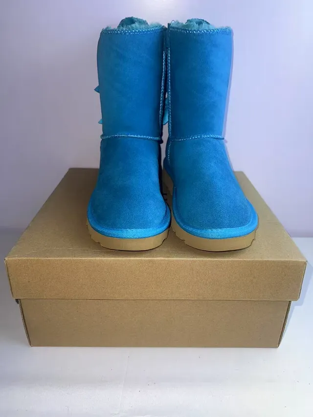 UGG Tasman Botas de Neve de Camurça Azul com Laço 4