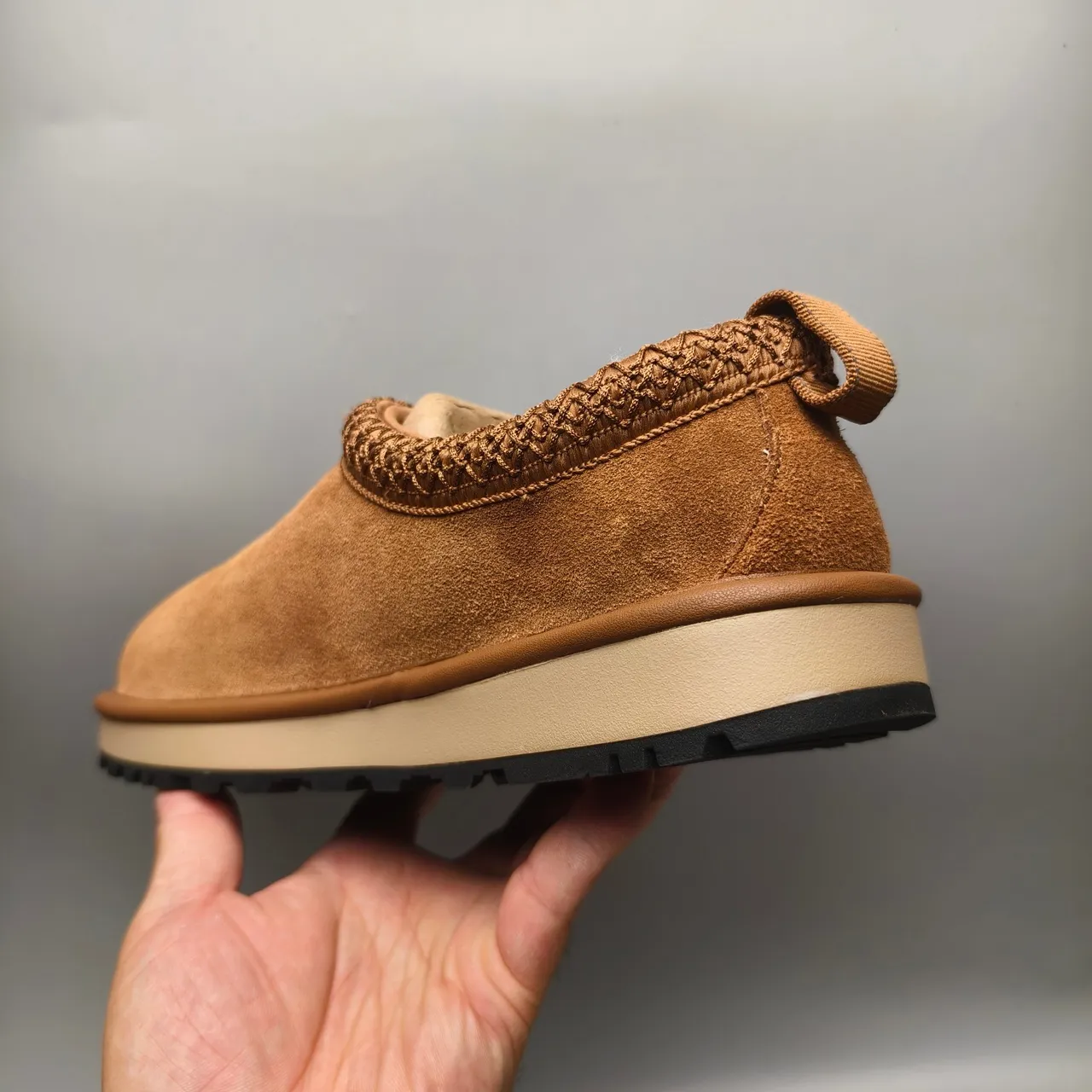 UGG Tasman Brown Beige Suede Upper Braided Collar Casual Shoes 4