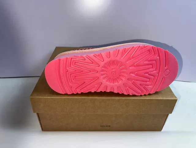 UGG Tasman Pink Suede Platform Loafers 2
