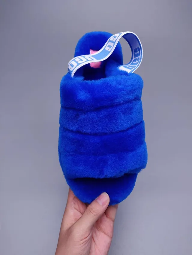UGG Tasman Royal Blue Plush Faux Fur Slippers 2