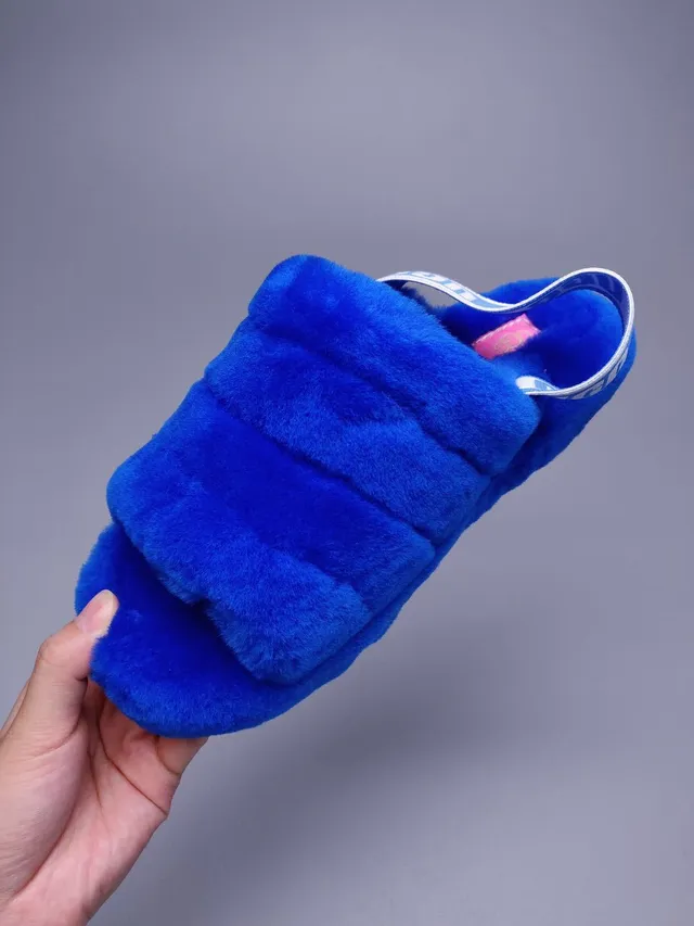 UGG Tasman Royal Blue Plush Faux Fur Slippers 3