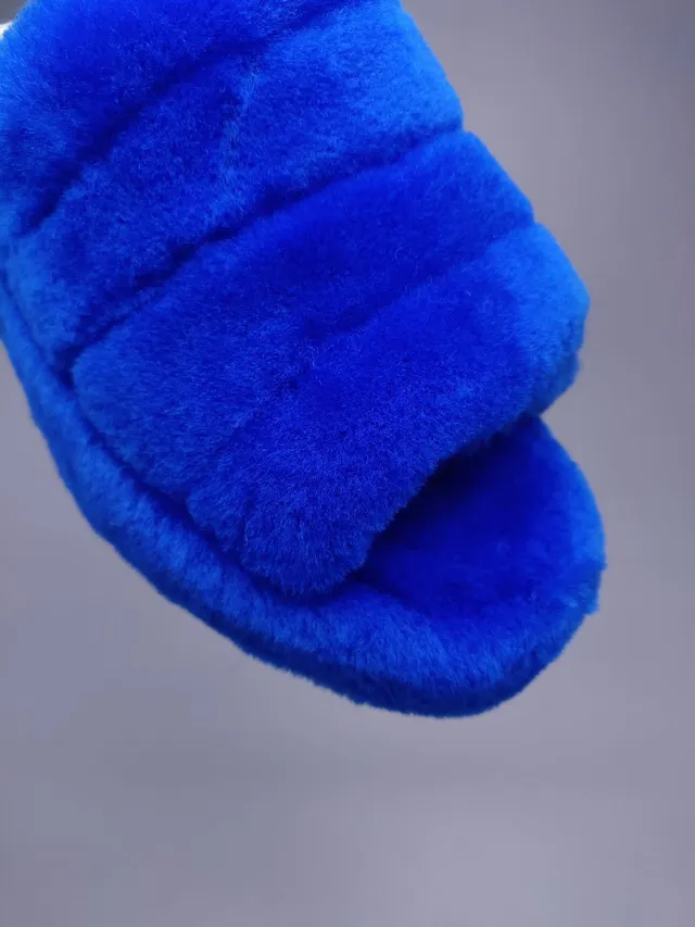 UGG Tasman Royal Blue Plush Faux Fur Slippers 4