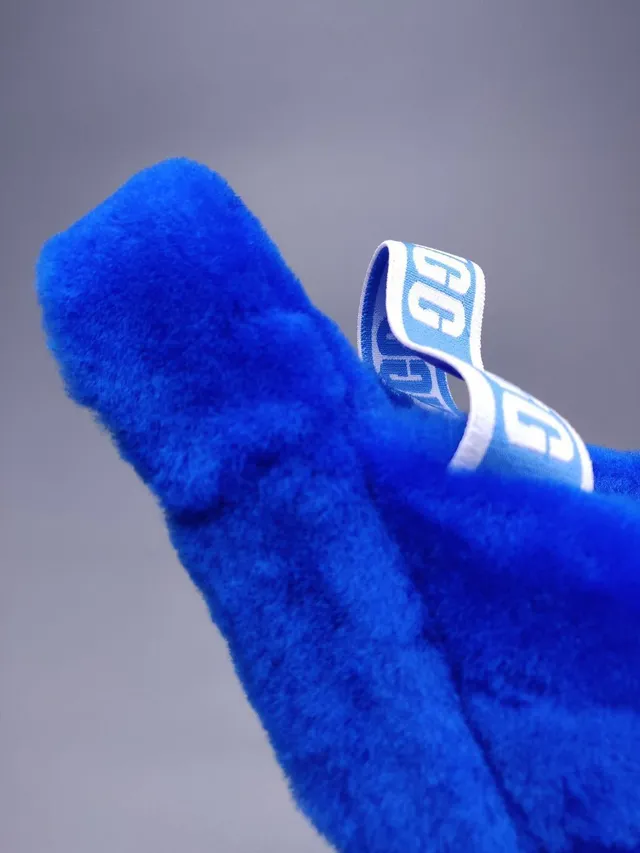 UGG Tasman Royal Blue Plush Faux Fur Slippers 7