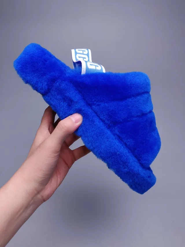UGG Tasman Royal Blue Plush Faux Fur Slippers 8