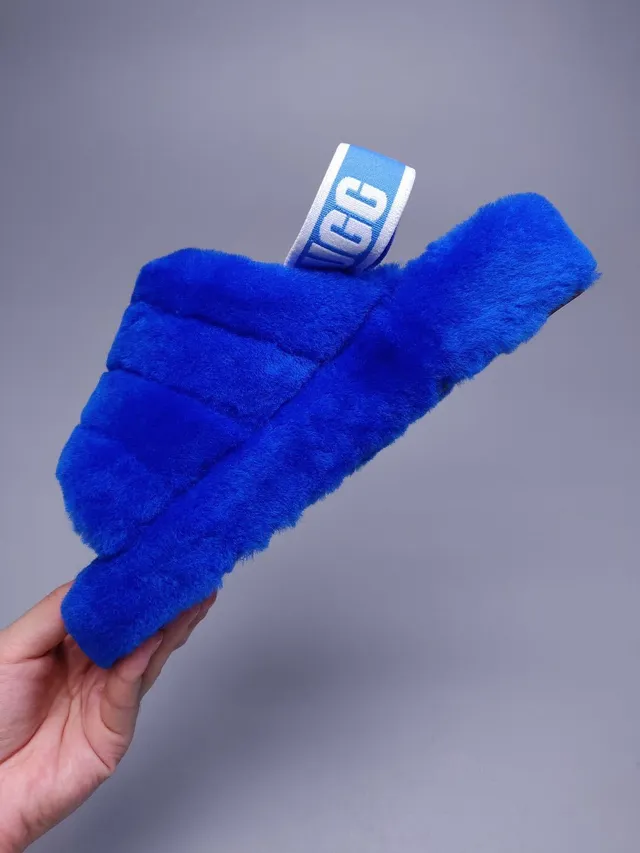 UGG Tasman Royal Blue Plush Faux Fur Slippers 9