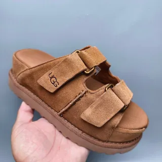UGG Tasman Tan 麂皮 双带 平台 拖鞋