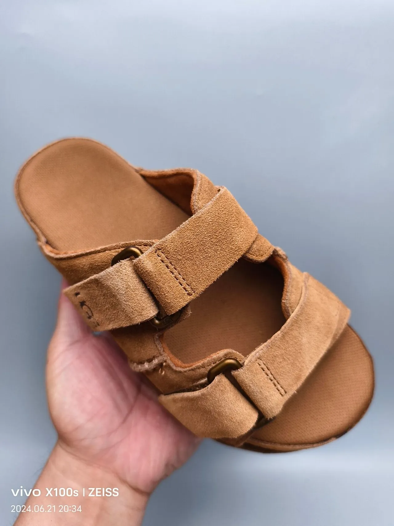 UGG Tasman Tan Suede Double-Strap Platform Slippers 2