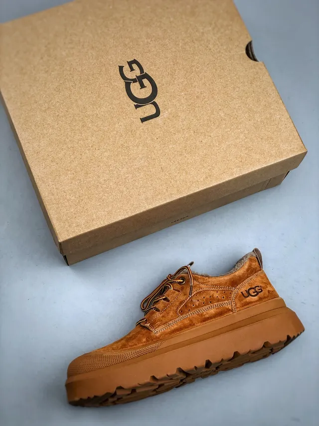 UGG Tasman Tan Suede Shearling-Lined Platform Snow Boots 5