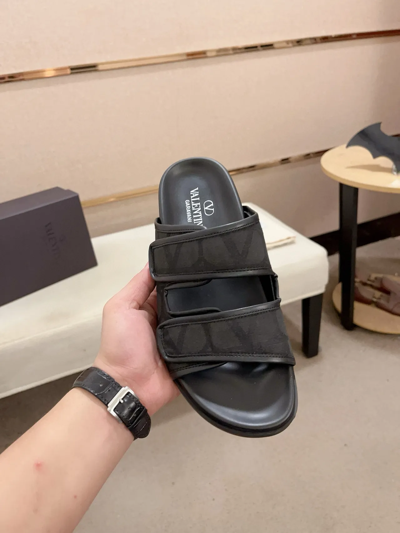 Valentino Negro Correa Doble Cierre Velcro Zapatillas 2
