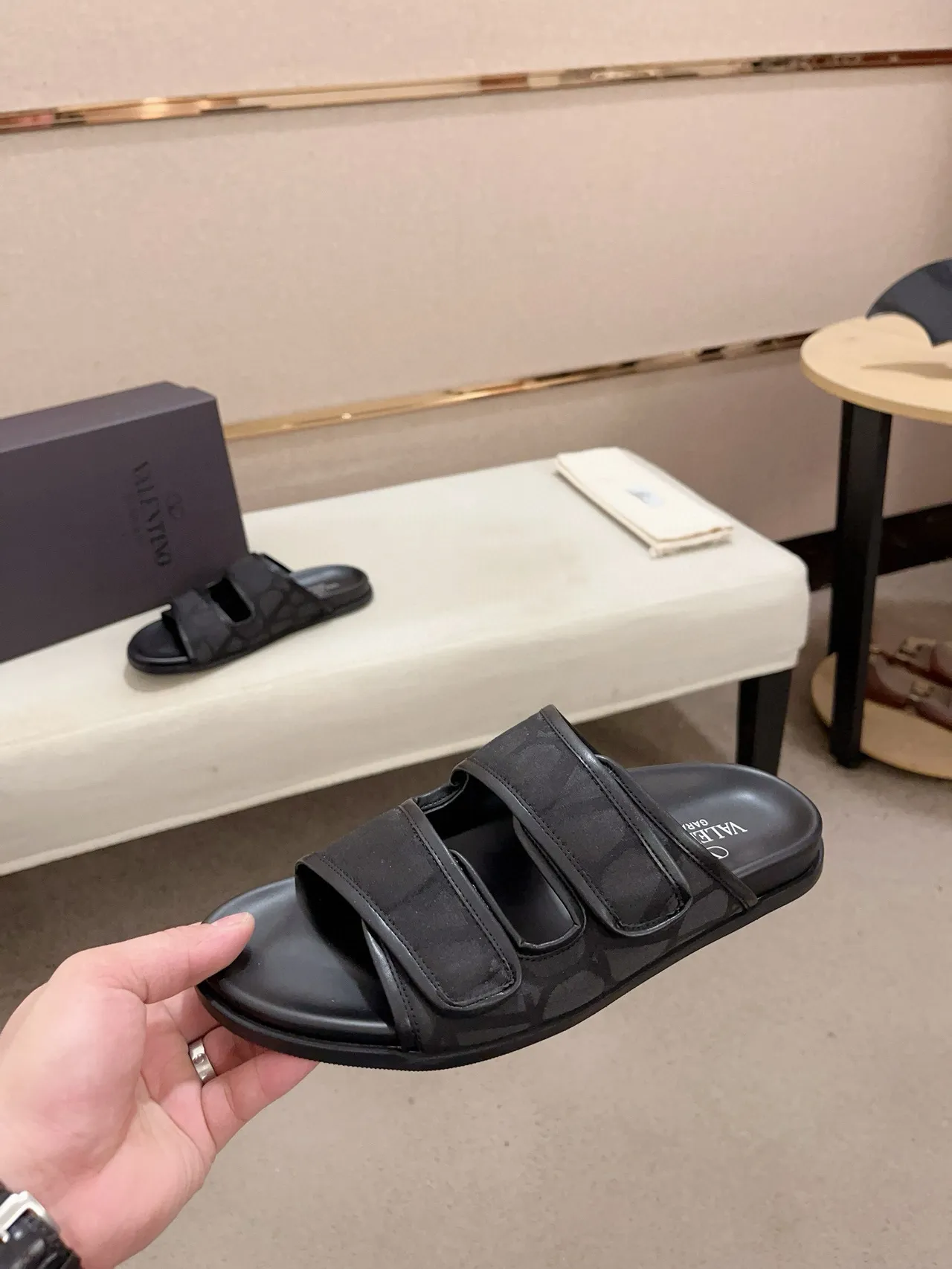 Valentino Negro Correa Doble Cierre Velcro Zapatillas 3