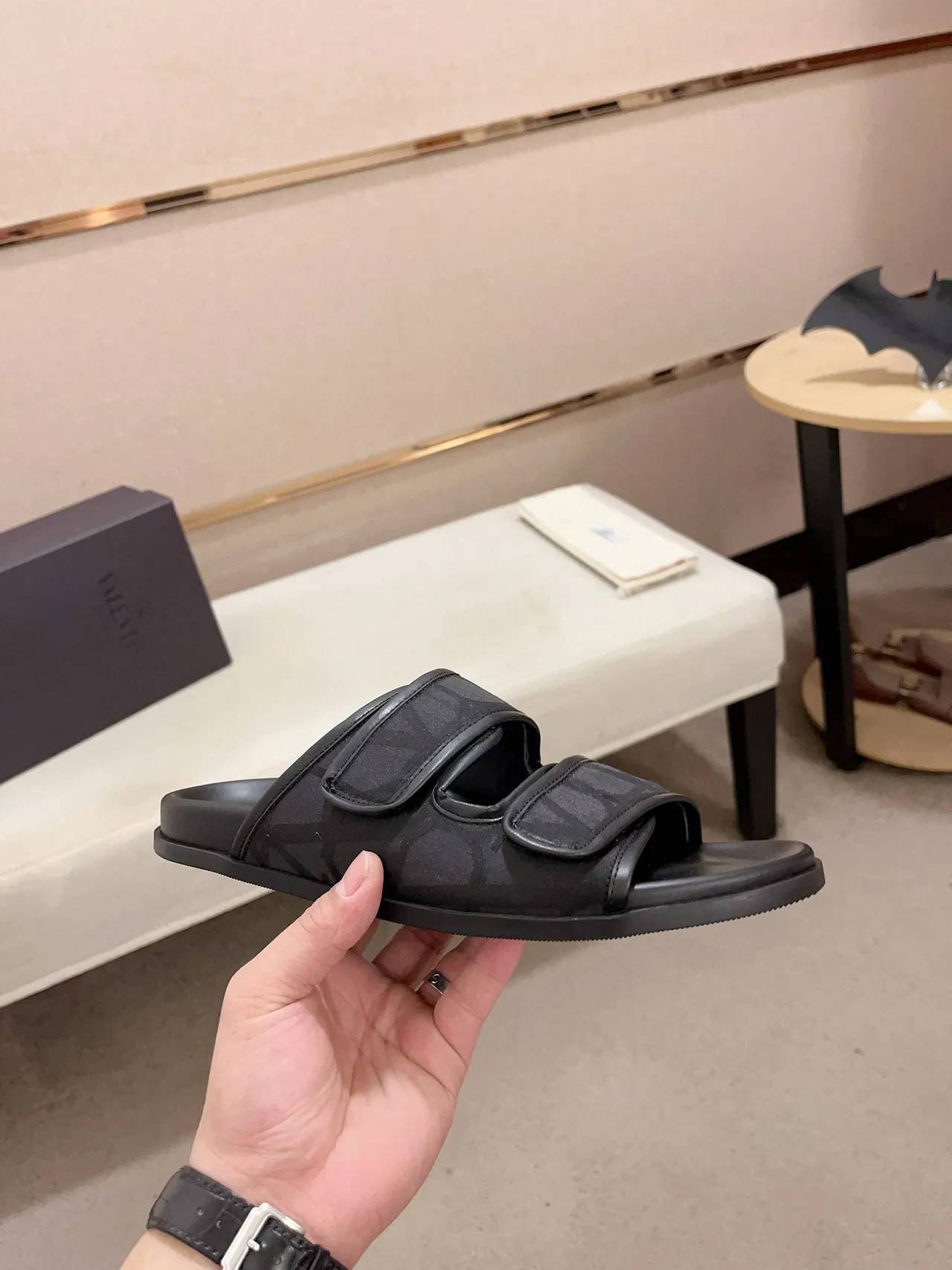 Valentino Negro Correa Doble Cierre Velcro Zapatillas 4