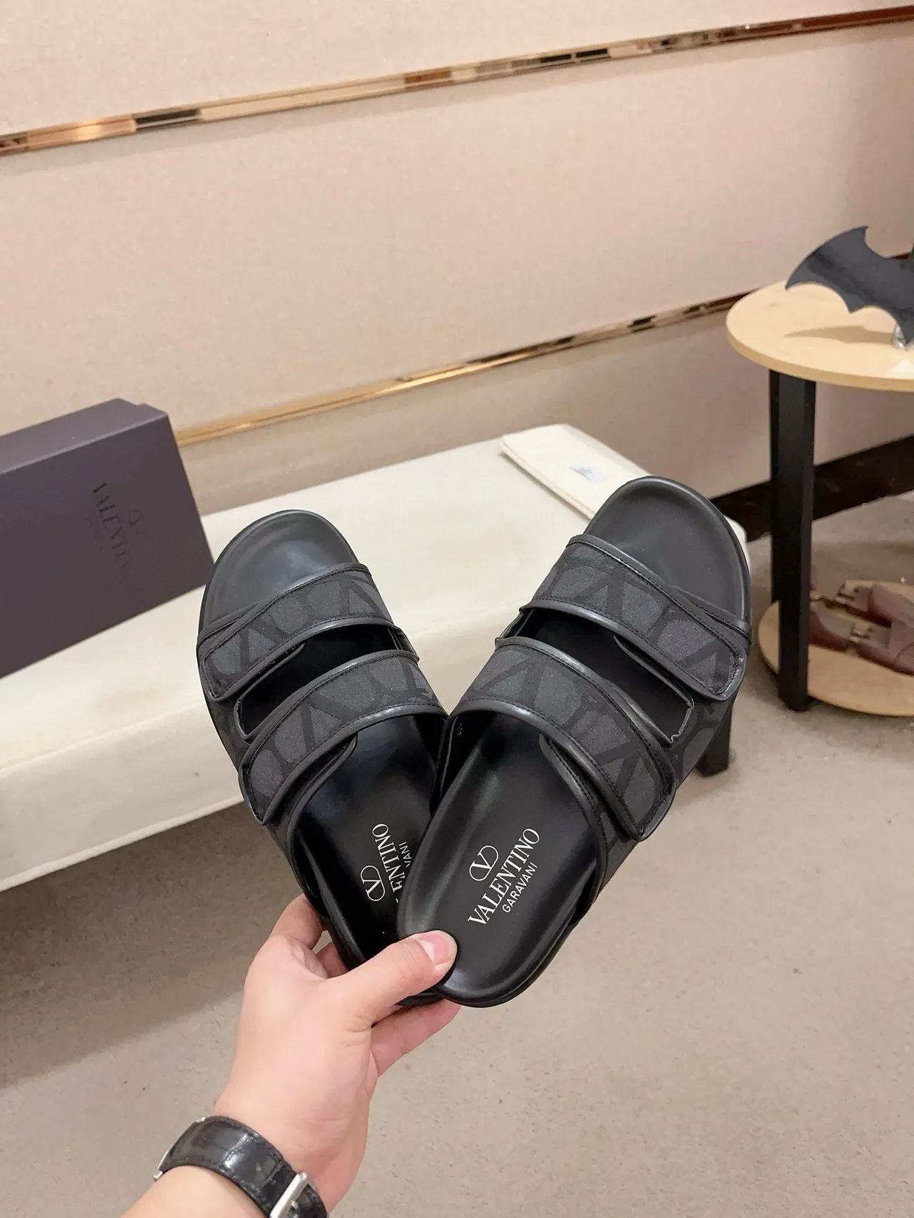 Valentino Negro Correa Doble Cierre Velcro Zapatillas 5