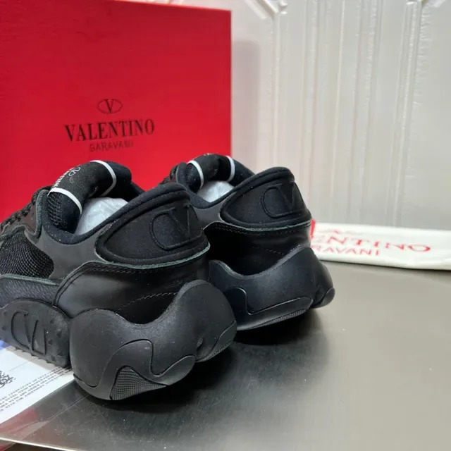 Valentino Black Sole Mesh And Leather Paneling Chunky Sneakers 6