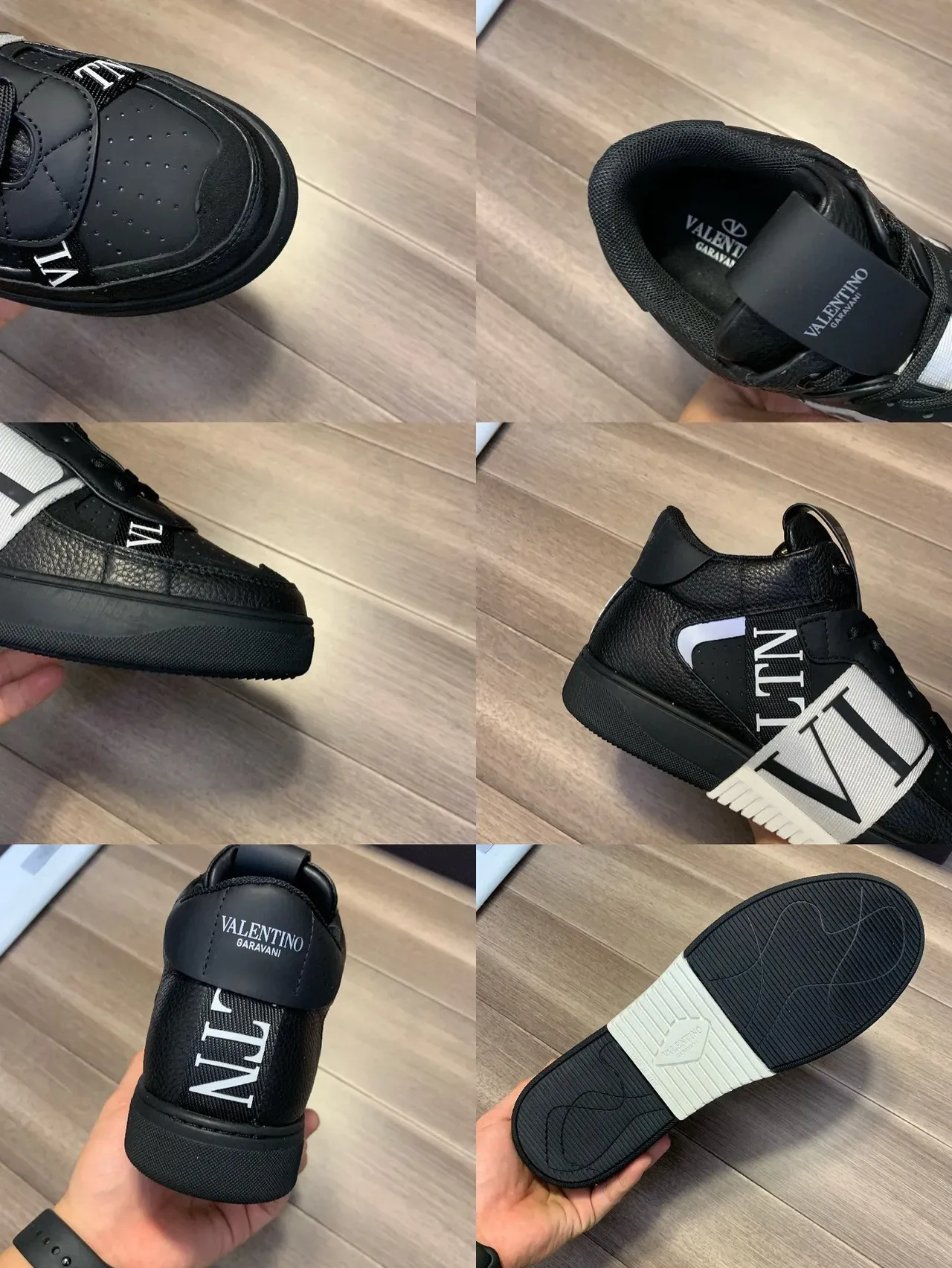 瓦伦蒂诺黑白高帮VLTN品牌鞋带生活运动鞋 2